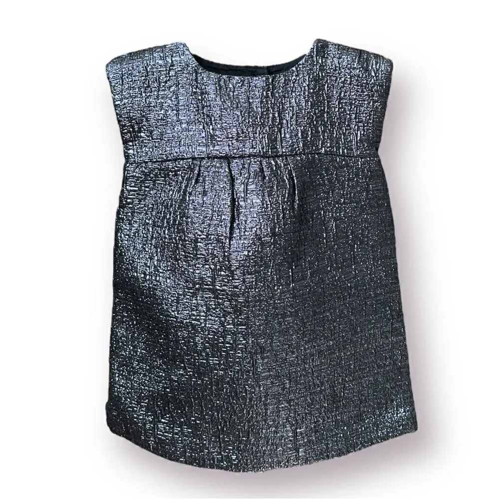 Gap Dress Festive Shimmer Party Platinum Baby Girl Size 18-24 Months